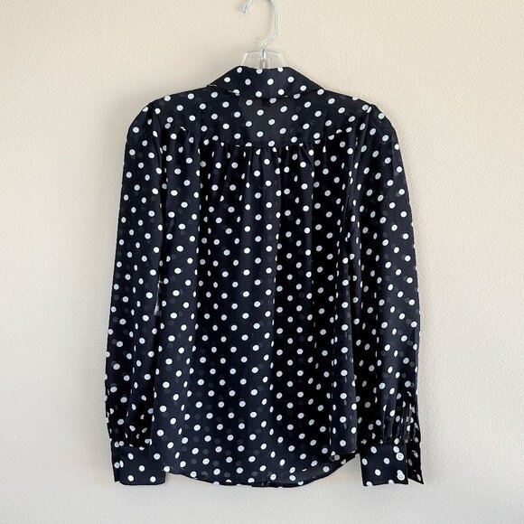 ModCloth Classic Polka Dot Chiffon Blouse, Navy White, XS NWOT - Picture 5 of 11